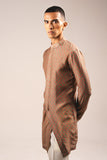 Khakhi Marigold Side Slit Kurta Pajama Set