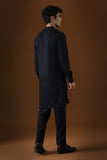 EGRET MIRROR ALL OVER - HAND EMBROIDERED DESIGNER KURTA - NAVY