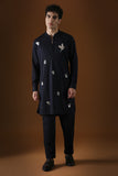 EGRET MIRROR ALL OVER - HAND EMBROIDERED DESIGNER KURTA - NAVY