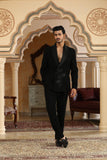 glitter flower cut embroidered suit set