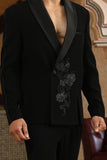 glitter flower cut embroidered suit set