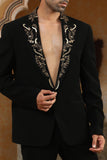 gold vines embroidered suit set