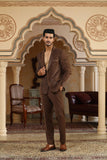 brown textured applique suit set