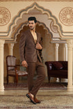 brown textured applique suit set