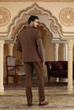 brown textured applique suit set