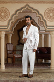 sonchidi white embroidered suit set