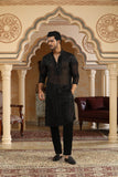 Black georgette sheer embroidered kurta