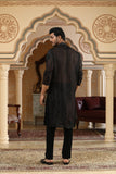 Black georgette sheer embroidered kurta