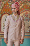 Old Rose Jodhpuri Coat with forts embroidery.
