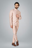 Old Rose Jodhpuri Coat with forts embroidery.