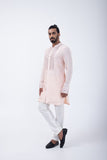 PEACH FRONT OPEN MIRROR KURTA SET