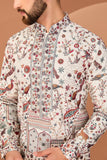 White kurta with flora-fauna motifs