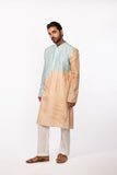 PEACH-BLUE TYE DYE PINTUCK KURTA SET