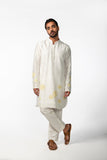 IVORY WITH YELLOW APPLIQUE KURTA SET