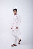 IVORY - HOT PINK LOTUS MOTIF ALL OVER KURTA SET