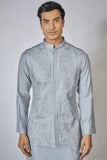 Powder Blue Embroidered Kurta-Jacket Set