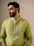 Lime Green Zari Kurta Set