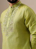 Lime Green Zari Kurta Set