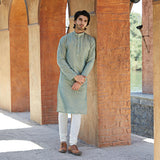 Pearl grey Astronomy haze embroidered Kurta.