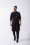 BLACK HALF MIRROR EMBRIODERY KURTA SET