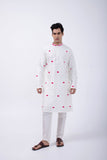 IVORY - HOT PINK LOTUS MOTIF ALL OVER KURTA SET