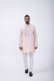 PEACH FRONT OPEN MIRROR KURTA SET