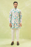 Multi Coloured Embossed Kurta-Jacket Set