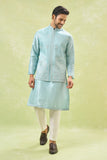 Powder Blue Embroidered Kurta-Jacket Set