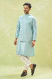 Powder Blue Embroidered Kurta-Jacket Set
