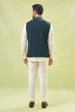 Bottle Green Embroidered Nehru Jacket