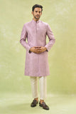 Purple Embroidered Achkan Set