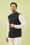 Black Embroidered Nehru Jacket