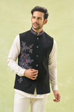 Black Embroidered Nehru Jacket