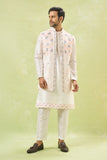 Off White Embroidered Kurta-Jacket Set