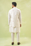 Off White Embroidered Kurta-Jacket Set