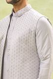 Grey Embroidered Kurta-Jacket Set