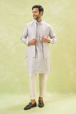 Grey Embroidered Kurta-Jacket Set