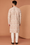 Beige-Cream floral chikankari kurta