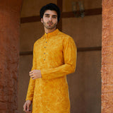 Sunset yellow Celestial Garden embroidered Kurta.