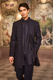 Navy Open Sherwani Set