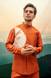 Orange Bandi set with tie-dye semi-circle