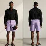 Appliqué Poplin Shorts - Lavendar