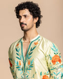 Mint Botanical Embroidered Kurta Set