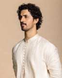 Ivory Pintucked Panelled Kurta