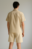 Relaxed Striped Cotton Shirt - Beige