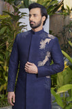 Midnight blue Mushroom embroidered Bandhgala