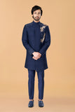 Midnight blue Mushroom embroidered Bandhgala