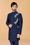 Midnight blue Mushroom embroidered Bandhgala