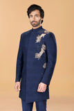 Midnight blue Mushroom embroidered Bandhgala
