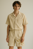 Relaxed Striped Cotton Shirt - Beige